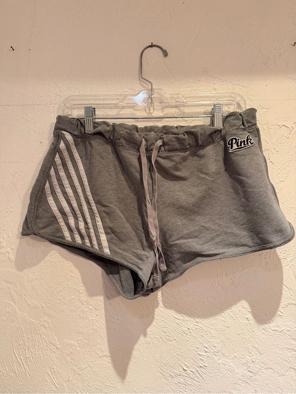 PINK Victoria's Secret Gray Athletic Lounge Shorts with Stripe Detail